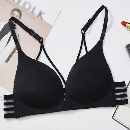 

Hazel Tech One Piece of Simple Pure Color Seamless Gathering Thin Shoulder Straps Cross Front Buckle Style Beautiful Back Triangle Cup Underwear