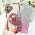 thumbnail image 4 of OOK Magnetic Case for iPhone 16 with Screen Protector, Compatible with Magsafe Cute Butterfly Kickstand Glitter Sparkly Rhinestone Case with Camera Protector for Women Girls, Pink, 4 of 6