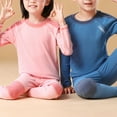 thumbnail image 2 of Jizyo Kids Girls Thermal Underwear Long Sleeves Shirt Ultra Soft Fleece Lined Top Bottom Warm Set for Blue 110, 2 of 6