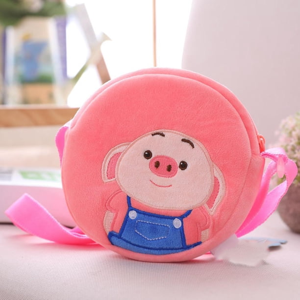 Cute Pig Fart Round Creatives Plushs Change Bag With Hanging ID Card Bag Women's Small Purse Coin Bag