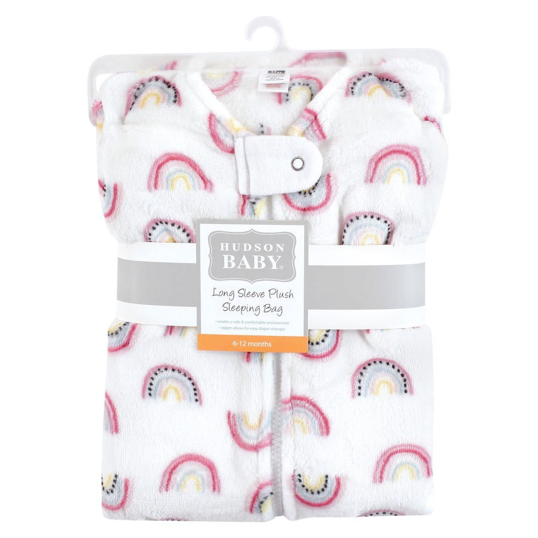 Hudson Baby Infant Girl Plush Sleeping Bag, Sack, Blanket, Long-Sleeve Modern Rainbow, 12-18 Months