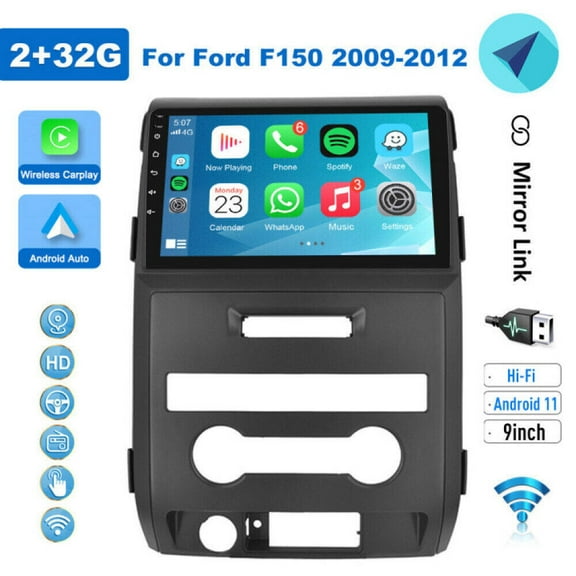 Android 11 Car Stereo Radio Fit for Ford F150 F-150 2009-2014, Wireless Carplay Android Auto, 9 Inch Touchscreen Radio with Bluetooth GPS WiFi FM/RDS HiFi, 2 32G