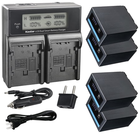 Kastar 4-Pack CGR-D54 Pro Battery and CH04 Fast Charger Compatible with Panasonic AG-HVX200E AG-HVX200P AG-HVX200AP AG-HVX200AEN AG-HVX201 NV-DS29 NV-DS29EG NV-DS30 NV-DS30A NV-DS30EG Camera