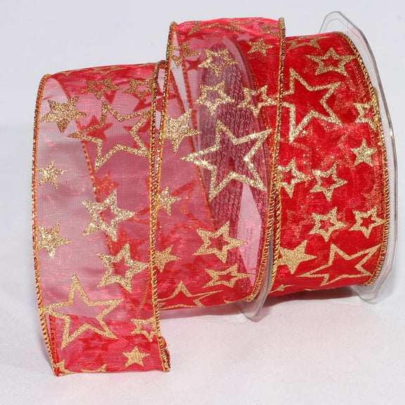 Sheer Red Shimmering Super Star Wired Craft Ribbon 1.5" x 40 Yards