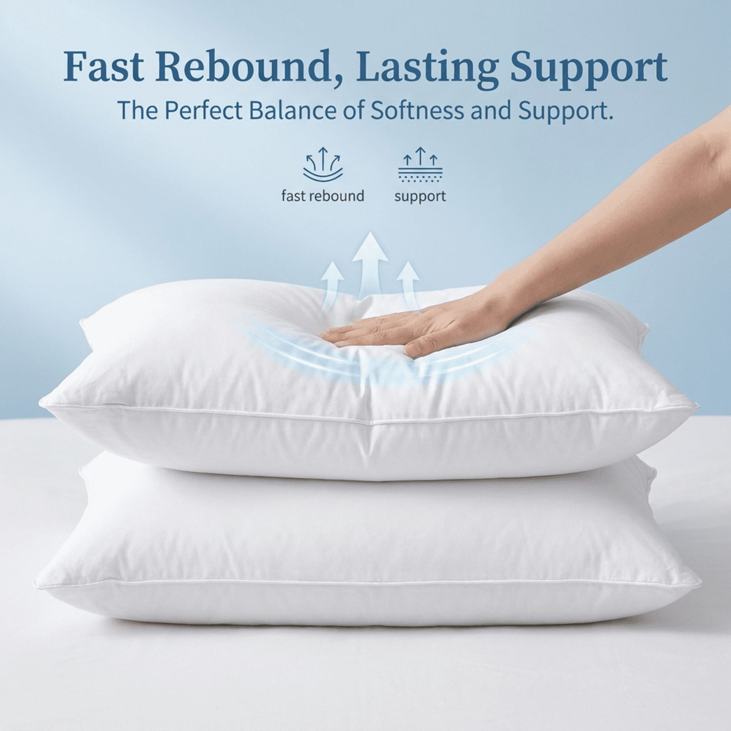 Fcinos Goose Down Pillows and Bed Pillows Set of 2, Queen Size Hotel Feather Cooling Pillows for Sleeping, Throw Pillow with 2 Sets of Soft Cotton Cover