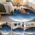 thumbnail image 6 of Abstract Round Living Room Rugs 4 ft, Blue White Beach Gradient Ocean Waves Washable Area Rug with Non-Slip Sturdy Edge Binding Round Carpet for Entryway Kitchen Bedroom Bathroom, 6 of 9
