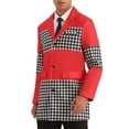 thumbnail image 4 of Lars Amadeus Houndstooth Overcoat for Men's Single Breasted Color Block Patchwork Long Coat, 4 of 5