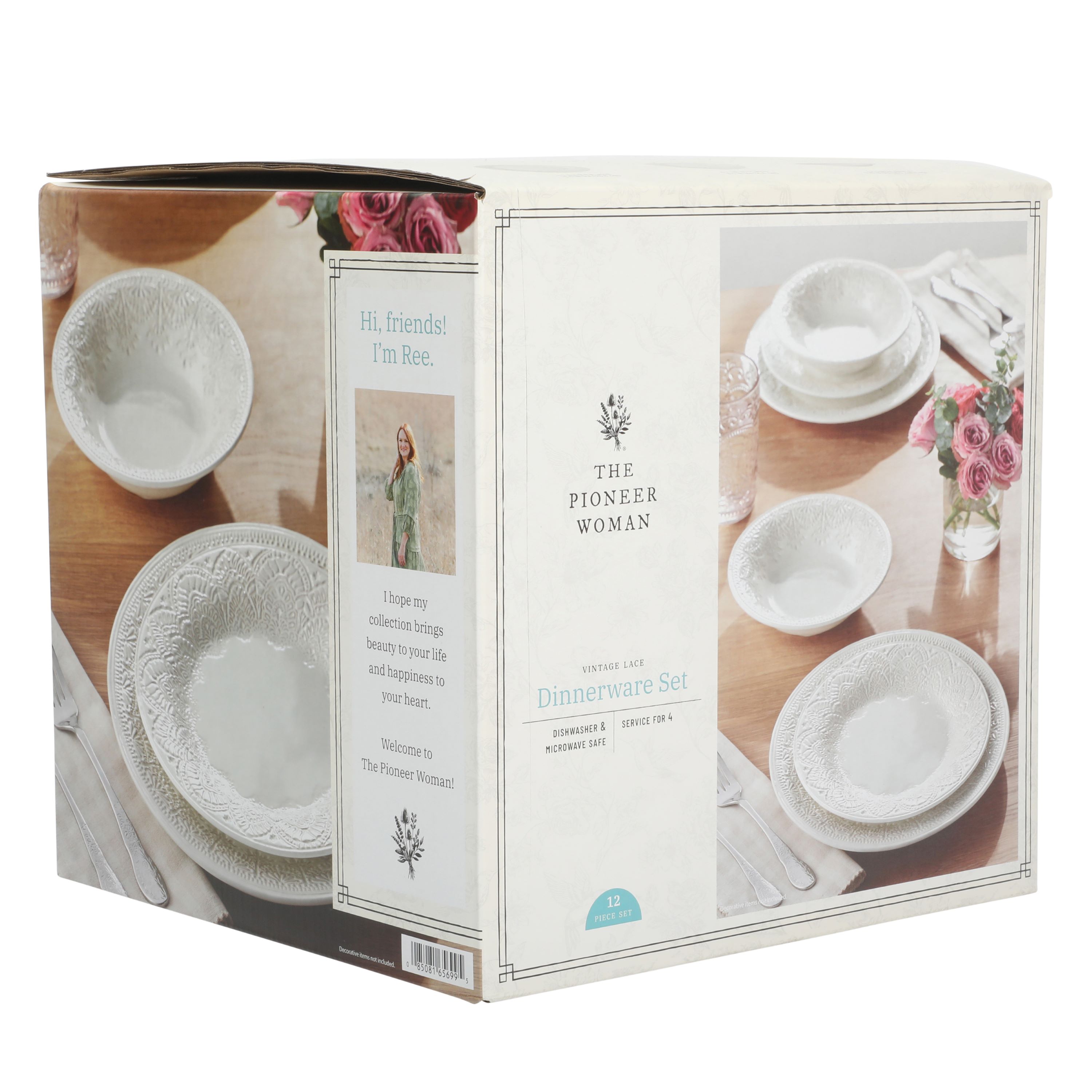 Pioneer Woman Vintage Lace 12-Piece Ceramic Dinnerware Set photo 8