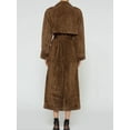 thumbnail image 6 of Womens Faux Suede Long Trench Coat Notched Lapel Double Breasted Pea Coat Overcoat with Belt Light Brown M, 6 of 9