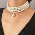 thumbnail image 2 of 2x de Cadena de Cadena de Múltiples Capas, de Imitación, Abalorios de , de Gargantilla de Clúster, Ajuste para Mujeres, Cualqui Salvador Collar de perlas de imitación multicapa, 2 of 10