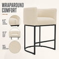 thumbnail image 3 of ClinQ Counter Height Bar Stool Set of 3, 26 in Fabric Upholstered Seat, Metal Legs for Indoor Dining Room and Kitchen Island, Camel, 3 of 12