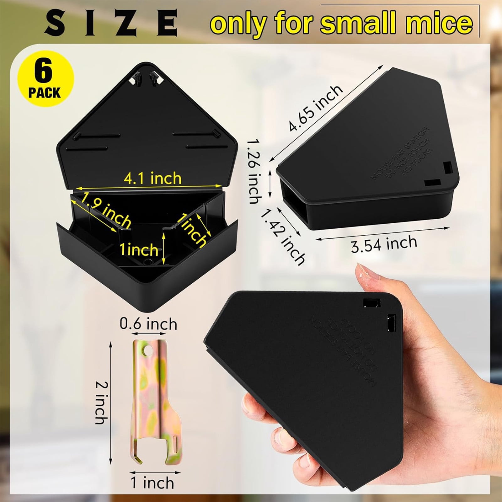 HYEASTR 12 Pack Mouse Bait Station with Keys - Outdoor Refillable Mouse Bait Station Reusable Mice Small Rats Bait Station Box for Indoor Outdoor Kitchen Garage, Safe for Kids and Pets