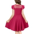 thumbnail image 4 of KISSMODA Girls Dress Casual Round Neck A Line Ruffle Sleeve Knee Length Dresses 4-13 Years, 4 of 4