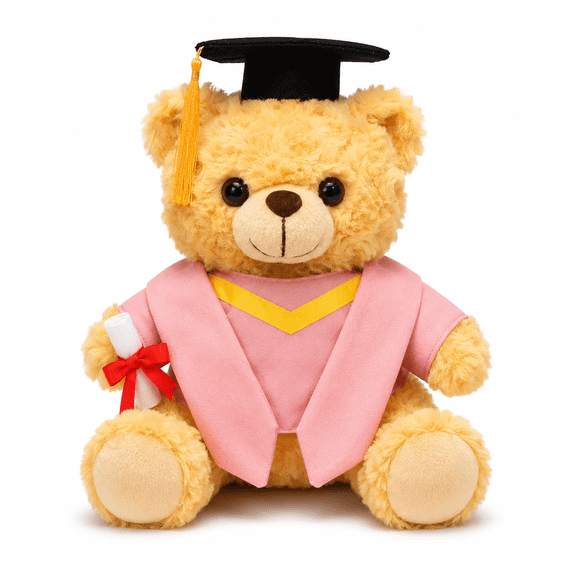 Graduation Teddy Bear Plush Toy 9.84in – Soft Stuffed Animal with Cap, Diploma & Colorful Graduation Robe – Cute Graduation Gift, Keepsake, Party Decor for Kids & Teens