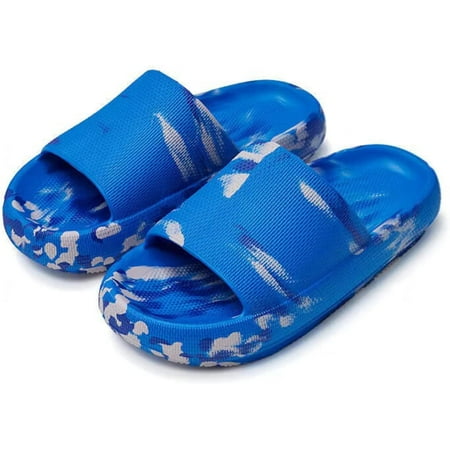 

Men s and Women s Slippers Summer Novelty Open Toe Slide Sandals Anti-Slip Beach Pool Shower Shoes with Cushioned Thick Sole Blue-12-13