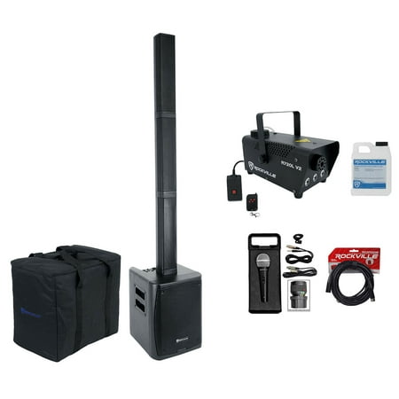 Rockville DJ Package w/TITAN PORTABLE ARRAY Speaker+Subwoofer+Microphone+Fogger