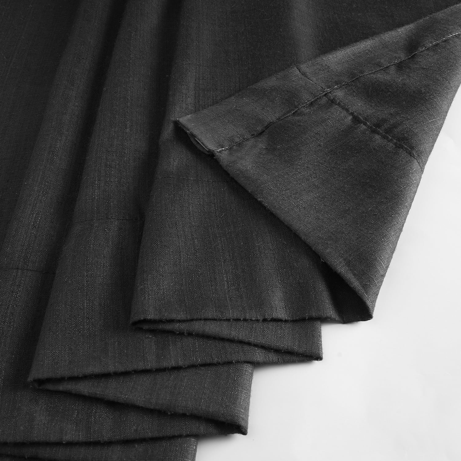 Half Price Drapes Black Rustic Linen Weave Light Filtering Curtains for Bedroom (2 Panel), 50W X 96L