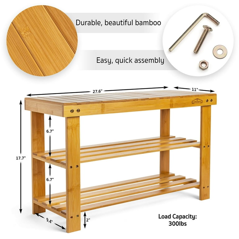 Shoe Storage Bench Storage Rack Entrance Bench Bamboo - Temu