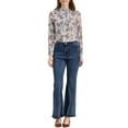 thumbnail image 3 of MODA NOVA Juniors Ruffle Collar Long Sleeve Button Down Floral Shirt Light Blue XL, 3 of 7