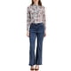 thumbnail image 2 of Camisa floral de manga larga con botones y cuello con volantes para mujer Inspire Chic, tamaño S, azul claro, 2 of 6
