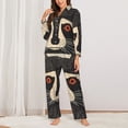 thumbnail image 2 of Salouo Retro Raccoon Graphic Print Pattern Women's Pajamas Set Long Sleeve Button Down Sleepwear Soft Pj Lounge Sets for women 2 Piece Pjs Set with Long Pants-Large, 2 of 7