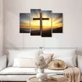 thumbnail image 2 of Elephant Stock Sunset Over Cross Wall Art - Horizontal Multi Panel Canvas - Hallway Wall Decor - Religion And Spirituality Multi Panel - Yellow And Brown Decor - 43" x 27", 2 of 8