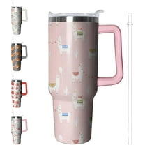 40 oz Llama Tumbler with Handle and Straw, Alpaca Insulated Stainless Steel Cup with Lid, Travel Coffee Mug Water Bottle, Animal Lovers Women Gifts
