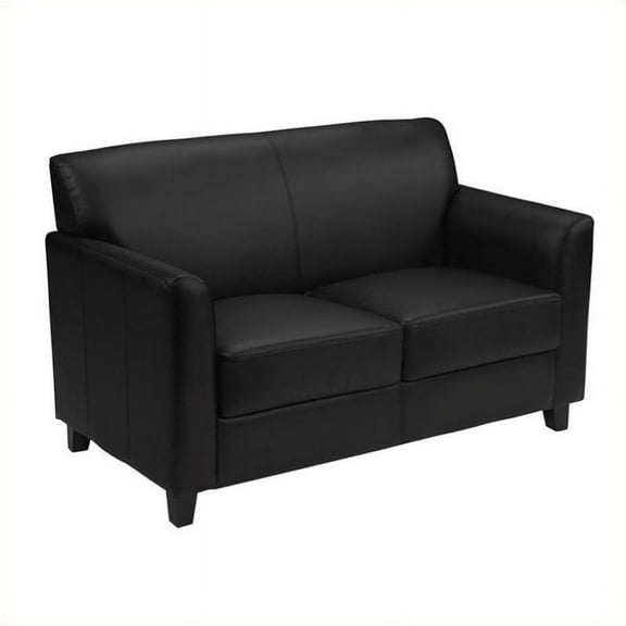 Bowery Hill Diplomat Leather Loveseat in Black