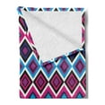 thumbnail image 2 of Navy and Blush Soft Flannel Fleece Blanket, Geometrical Diamond Line Pattern Retro Nostalgic Psychedelic Design, Cozy Plush for Indoor and Outdoor Use, 60" x 80", Magenta Purple Blue, by Ambesonne, 2 of 5