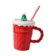 thumbnail image 2 of taza de cerámica,Taza de café de cerámica con tapa,regalo de Navidad,taza navideña taza de agua creativa taza navideña,Taza de desayuno,regalo,taza para beber bebidas,Taza de chocolate Rojo, 2 of 9