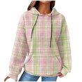 thumbnail image 2 of Lovskoo Women's Drawstring Sweatshirt Plaid Printed Long Sleeve Hooded Pullover Tops with Pockets, 2 of 6