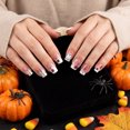thumbnail image 5 of Halloween Nail Art, 24 Pcs Halloween Press On Nails Medium, White Gradient Ghost Flower Spider Web Fake Nails with Festive Spooky Design, Reusable False Nail Tips for Women, DIY Party Manicure Set, 5 of 5