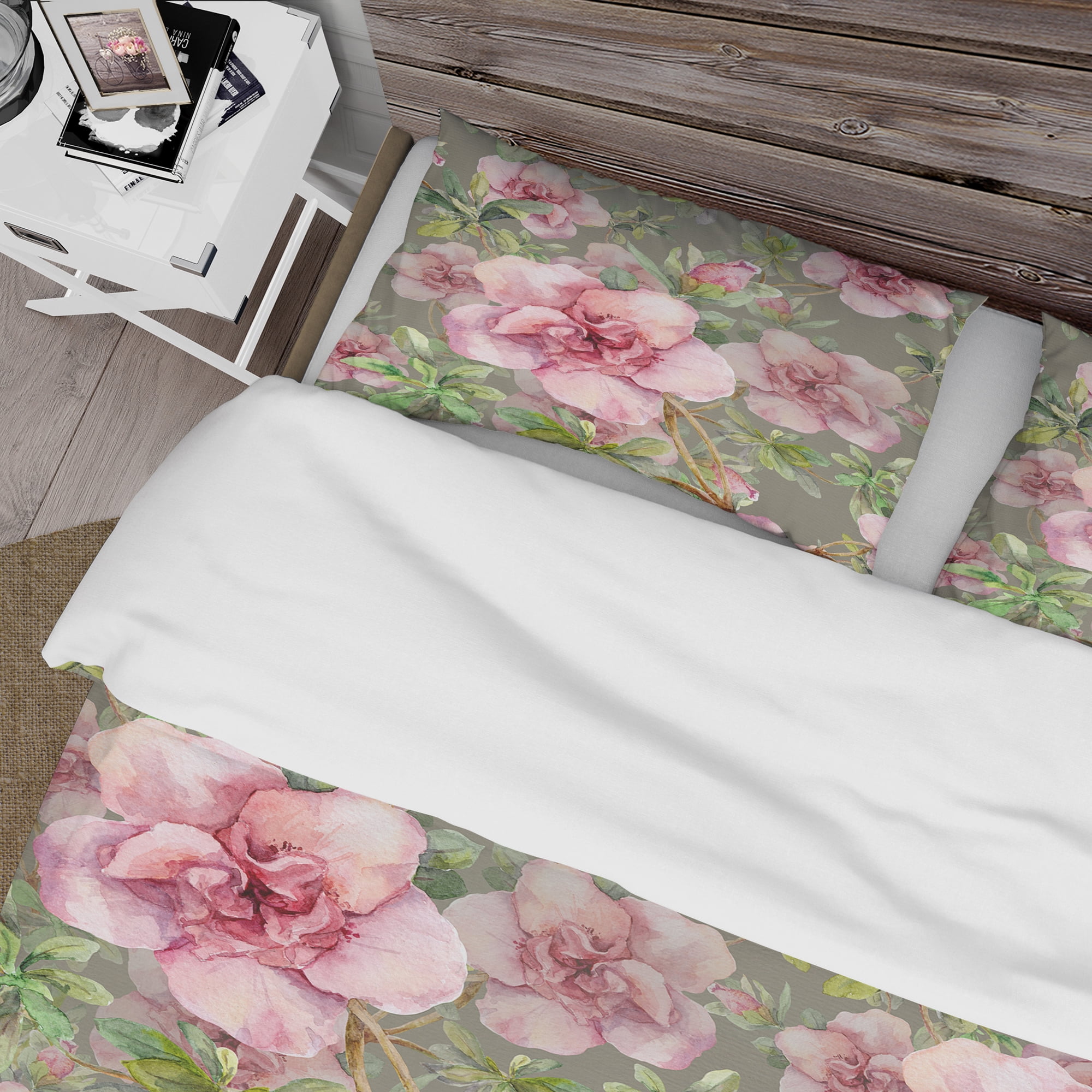 Designart 'Pink Blossoming Flower' Floral Duvet Cover Set