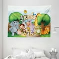 thumbnail image 1 of Zoo Tapestry, Zoo and The Animals in Beautiful Nature Welcoming Playful Outdoors Forest Landscape, Wall Hanging for Bedroom Living Room Dorm Decor, 80W X 60L Inches, Multicolor, by Ambesonne, 1 of 2