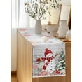 thumbnail image 5 of Christmas Snowman Table Runner, Xmas Tree Snowflake Ocean Coral Shell Grey Wood Grain Cotton Linen Kitchen Table Decoration Washable Dining Tabletop Runners for Home Party Decor 13x36 Inches, 5 of 9