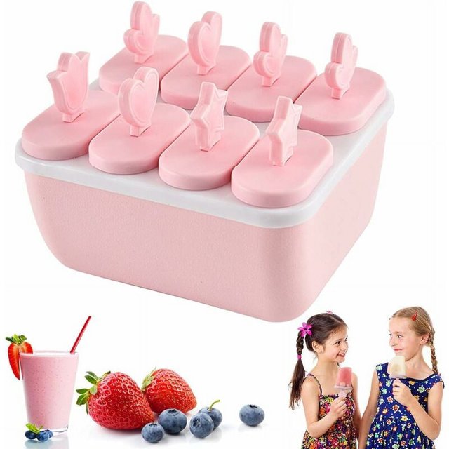Molde para helado, moldes reutilizables para paletas de helado, molde para paletas de helado sin BPA, moldes de silicona para paletas de helado, para niños y adultos (rosa)