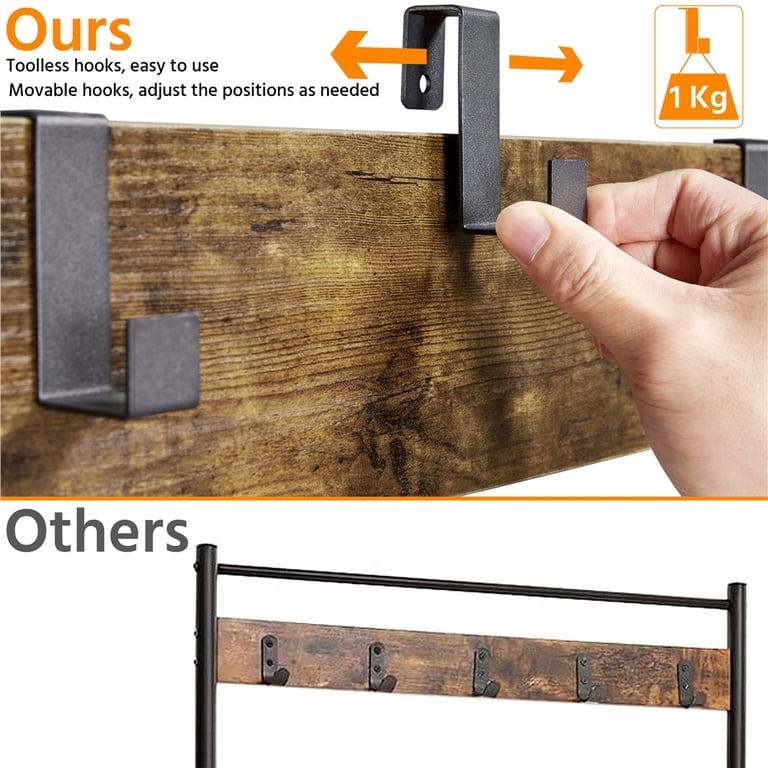Yaheetech 73" Metal Hall Tree Coat Rack with Bench, Rustic Brown photo 7