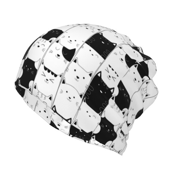 Disketp Doodle Cute Cat Slouchy Beanie Hip-Hop Soft Lightweight Running Beanie Adult Hats Chemo Cap for Men Women