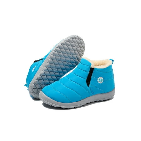 

Daeful Kids Snow Boots for Boys Girls Toddler Winter Outdoor Ankle Boots Waterproof with Plush Lined(Toddler/Little Kids/Big Kid) Blue 10C