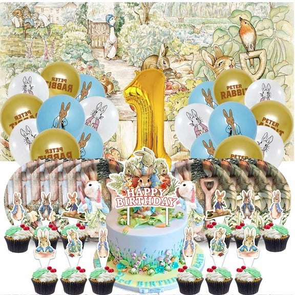 Peter Rabbit Balloons Party Supplies 1st Decor Tableware Birthday Cake Topper Decorations Banner Backdrop