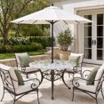 thumbnail image 2 of Round Outdoor Tablecloth with Umbrella Hole and Zipper, Colorful Flowers Tablecloth with Elastic Waterproof, Spring Floral Leaves Botanical Gray Plaid Patio Table Covers for 55" - 60" Pool Tables, 2 of 9