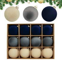 Bxaolu 12 Pcs Velvet Christmas Balls Flocked Christmas Tree Hanging Ornaments Plastic Hanging Balls Decorations for Xmas Tree Family Holiday Party Home Decor (2.36inch)