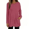 thumbnail image 2 of Helii Women Fall Long Sleeve Shirt Tunic Tops Knit Dressy Sweatshirt Crew Neck Pullover Clothes with Pockets for Women Causal Hot Pink XXXL, 2 of 5
