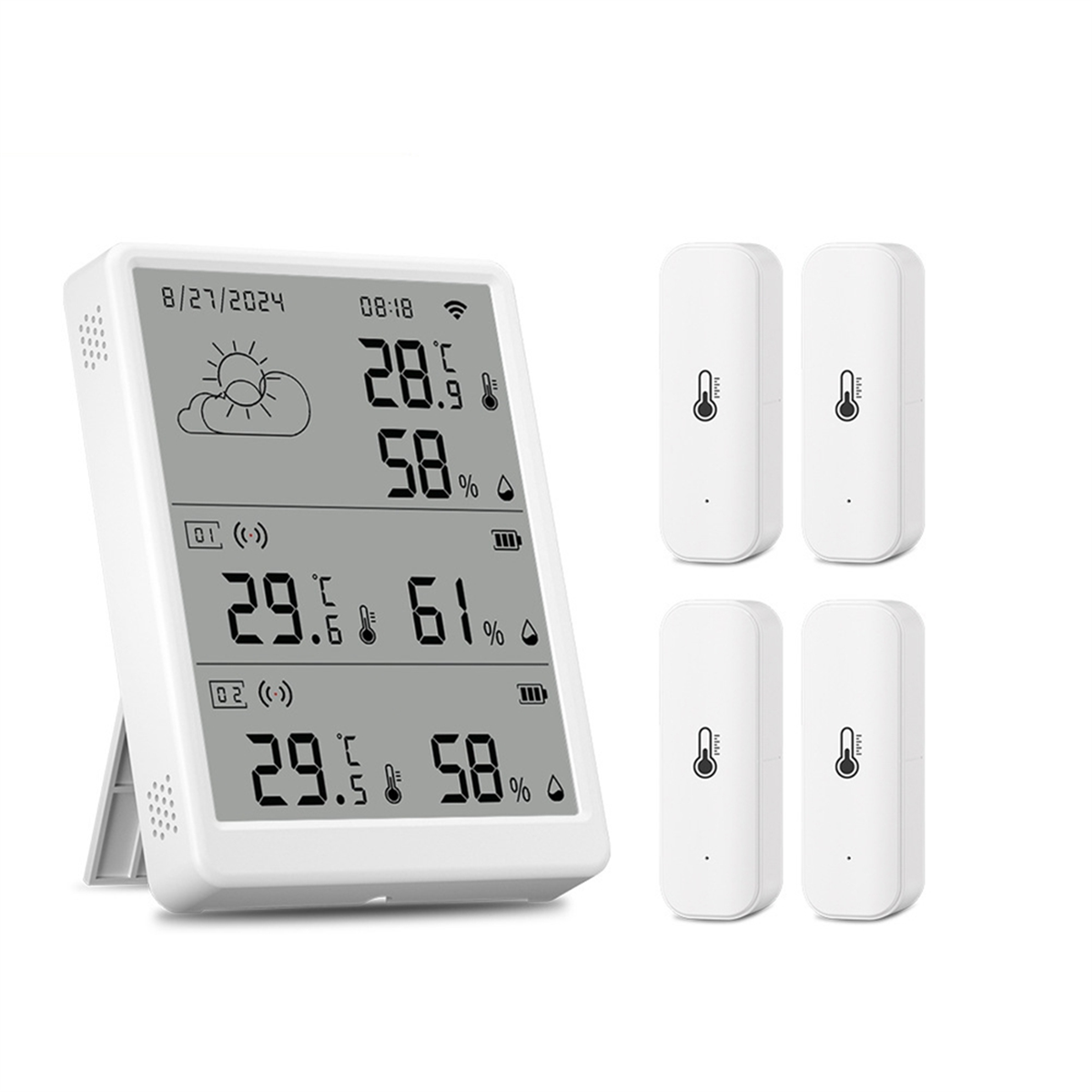 Tuya WiFi+RF433 Temperature Humidity Sensor Weather Station Display Monitor Thermometer Hygrometer Support Voice Control