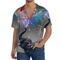thumbnail image 1 of Fotbe Elephant Fireworks Celebration Camisa Estampada de Manga Corta para Hombre, Casual de Verano, Estilo Playero, Sin Arrugas-X-Large, 1 of 5