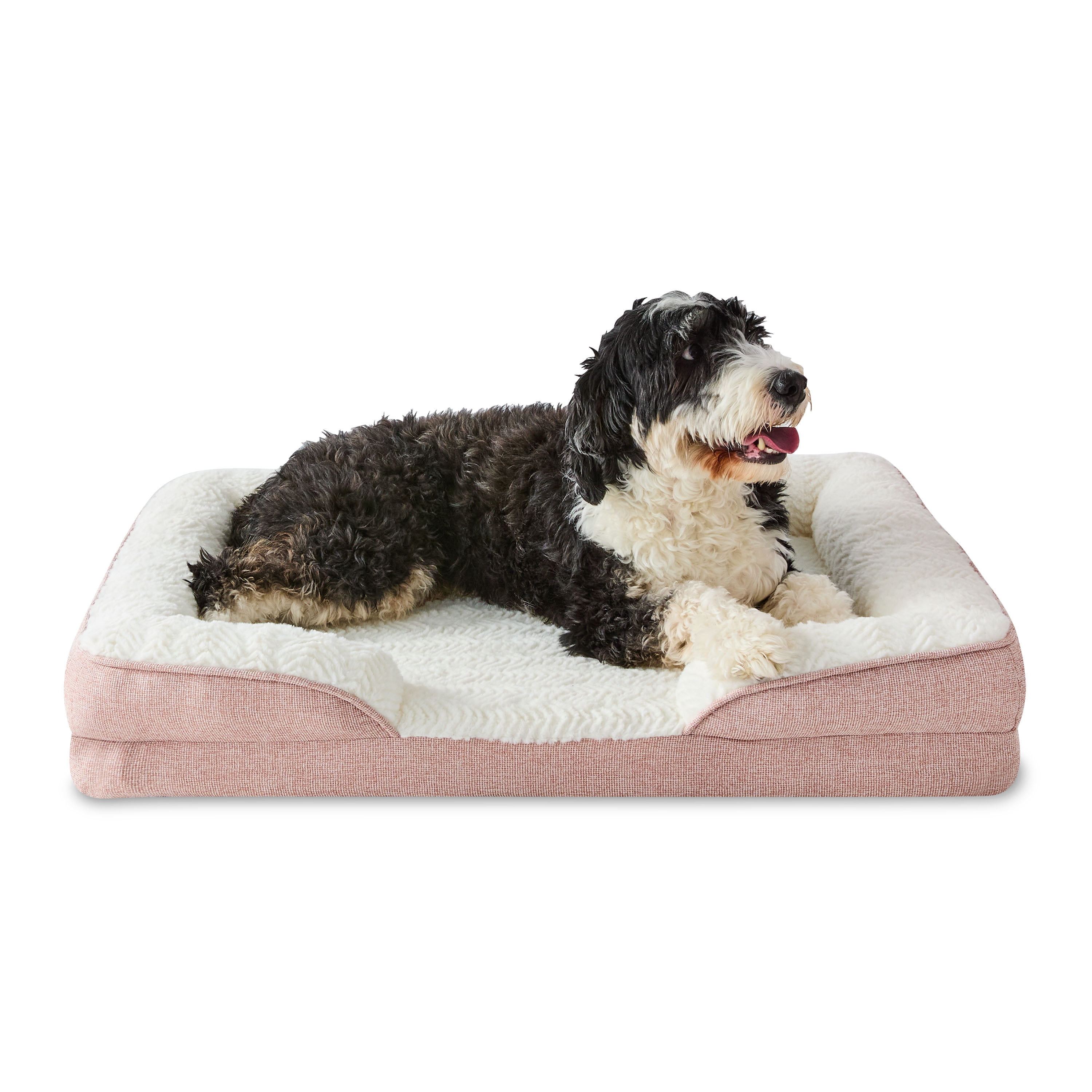 Vibrant Life Medium Orthopedic Bolster Dog Bed, Pink, 25" x 35"
