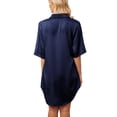 thumbnail image 4 of Anygrew Womens Nightgown Satin Button Down 3/4 Sleeve Sleepshirt Boyfriend Notch Collar Nightshirt Sleepwear, 4 of 7