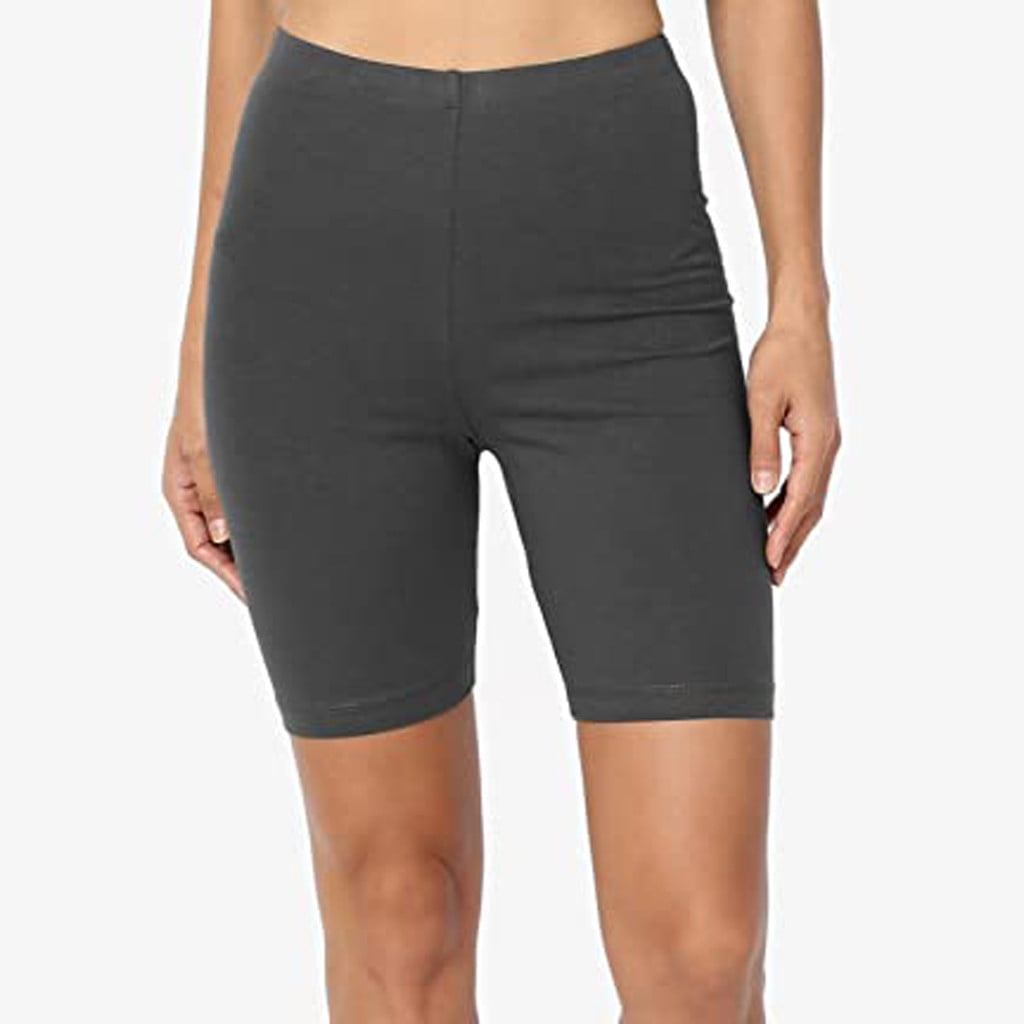 Sunward Sport Yoga Solid Mid Thigh Stretch Cotton Span High Waist Active  Short Leggings - Walmart.com