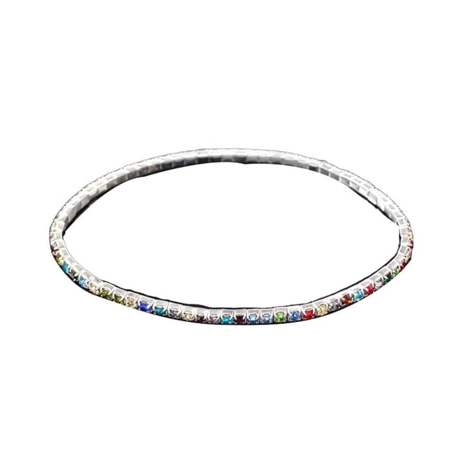 Transemion Anklets Glitter Rhinestone Adjustable Gold Silver Ankle Bracelet for Women Colorful 1Set