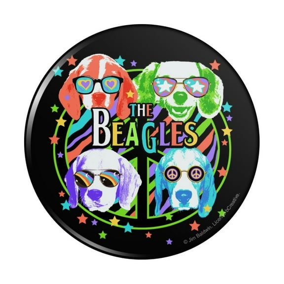The Beagles Dog Band Peace Hippie Vintage Retro Pinback Button Pin